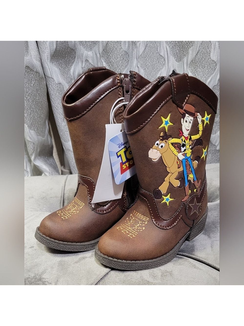 Disney Pixar | Toy Story | Kids Cowboy Boots | Sheriff Woody | Brown | Size 5 - Picture 7 of 8